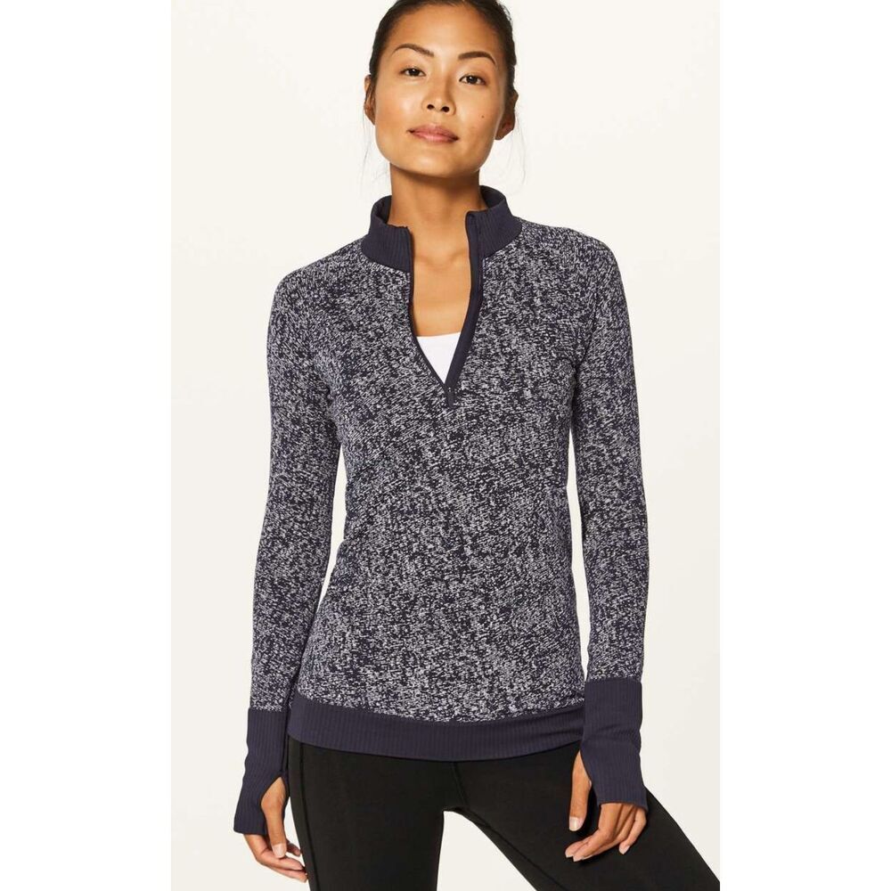 NEW Lululemon Rest Less 1/2 Zip Black / White, $110 Sz 4 A54
